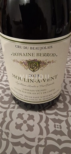 Beaujolais Moulin-à-vent Domaine Berrod Vieilles Vignes Élevée en Fût de Chêne 2023