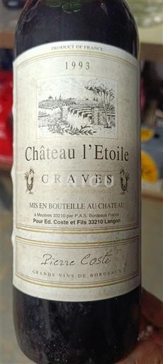 Bordeaux Graves Château L'Etoile 1993