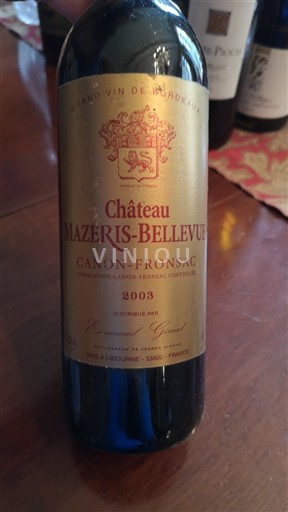 Bordeaux Canon-Fronsac Château Mazeris-Bellevue 2003