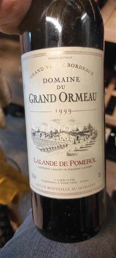 Bordeaux Lalande-de-Pomerol Domaine Grand Ormeau 1999