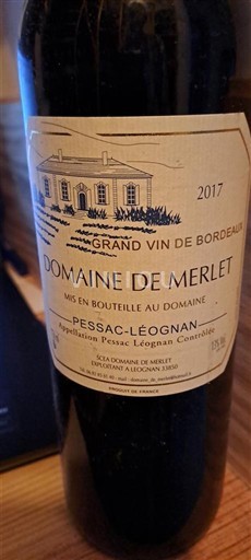 Bordeaux Pessac-Léognan Domaine Merlet 2017