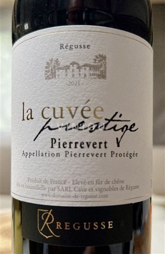 Viner Rouge sec la cuvée prestige Régusse 2021 Frankrike Rhônedalen Pierrevert AOC