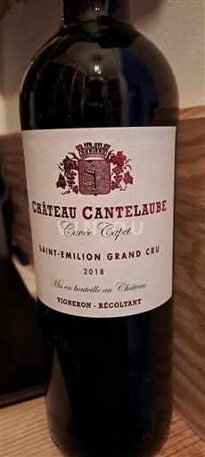 Bordeaux Saint-Émilion Grand Cru Grand Cru Château Cantelaube Cupet 2018