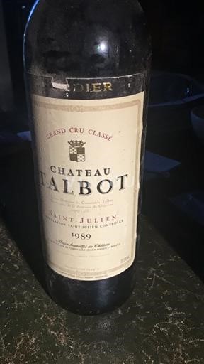 Bordeaux Saint-Julien Château Talbot 4èm gr.cru classé 1989