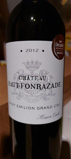 Bordeaux Saint-Émilion Grand Cru Grand Cru Château Haut-Fonrazade 2012