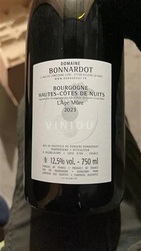 Burgundy Hautes Côtes de Nuits Domaine Bonnardot l’Âge Mûre 2023