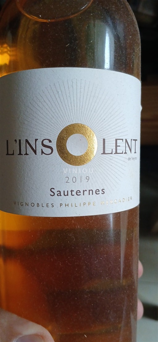 Bordeaux Sauternes Vignobles Philippe Mercadier L'insolent 2019