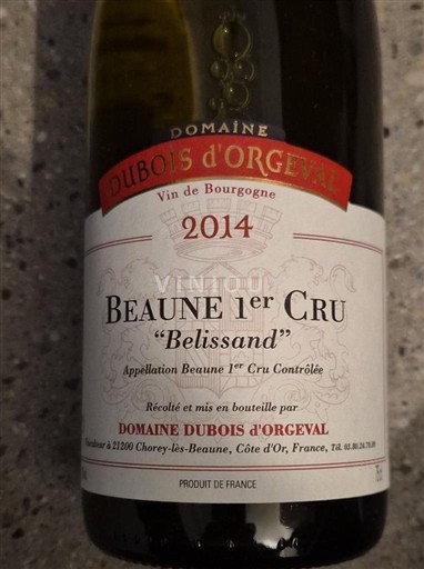 Bourgogne Beaune Premier Cru Domaine Dubois Orgeval Belissand 2014
