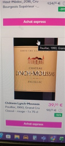 Bordéus Pauillac Grand Cru Château Lynch-Moussas 1993