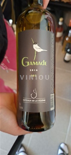 Tây Nam Không được chỉ định Coteaux de la Vézère Gamade 2016