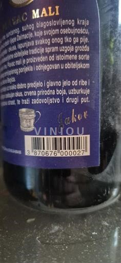 Dalmatien Ikke specificeret Jakov Plavac Mali 2007