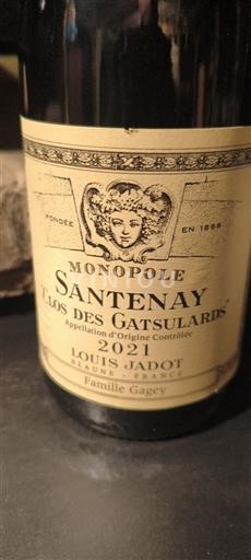 Burgundy Santenay Louis Jadot Clos des Gatsulards Monopole 2021