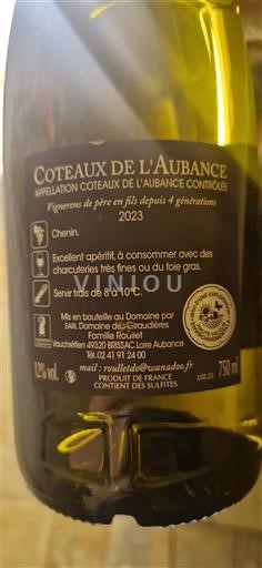 Loire-dalen Coteaux-de-l'aubance Domaine La Rouletière 2023