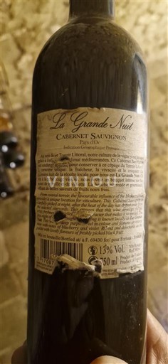 Languedoc y Rosellón País de Oc La Grande Nuit Cabernet Sauvignon Sin añada