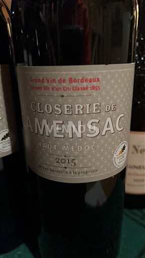 Bordeaux Haut-Médoc La Closerie de Camensac 2015
