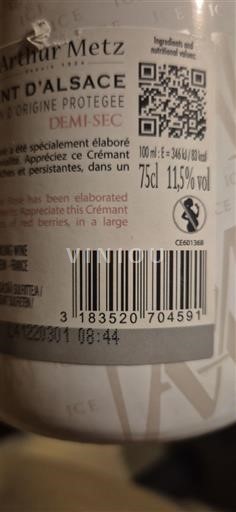 Alsace Crémant d'Alsace Arthur Metz Không niên vụ