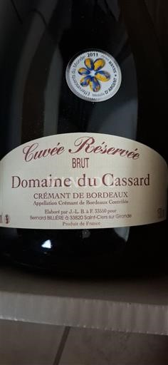 Bordeaux Bordeauxin crémant Domaine Cassard Réservée Ei vuosikertaa