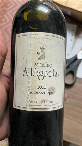 Sydvestfrankrig Côtes-de-Duras Domaine Des Alégrets Les Grandes Régés 2005