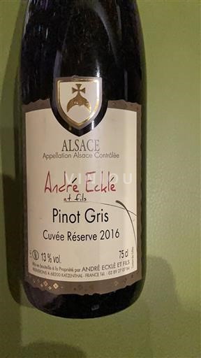 Alsace Pinot xám André Ecklé et Fils Réserve 2016