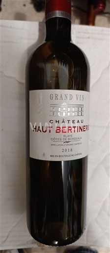 Bordeaux Blaye-Côtes-de-Bordeaux Château Haut Bertinerie 2018