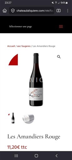 Languedoc Faugères Château L'Aliquière Les Amandiers Rouge Ohne Jahrgang