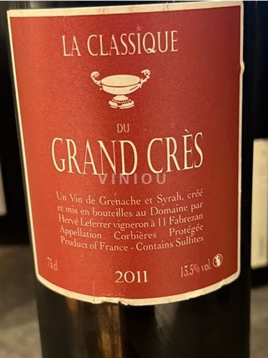 Languedoc Corbières Grand Crès La Classique 2011