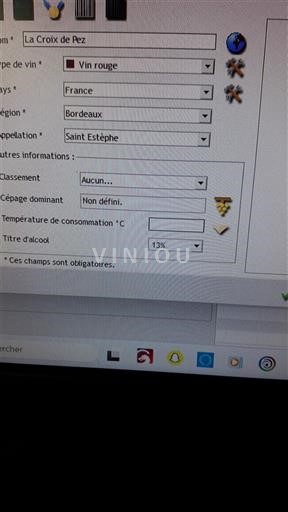 Bordeaux Saint-Estèphe La Croix de Pez Icke årgångsbetecknad