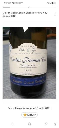 Burgundy Chablis Premier Cru Maison Colin Seguin Vau de Vey 2019