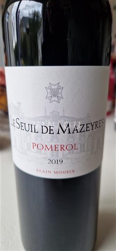 Bordeaux Pomerol Le Seuil de Mazeyres 2019