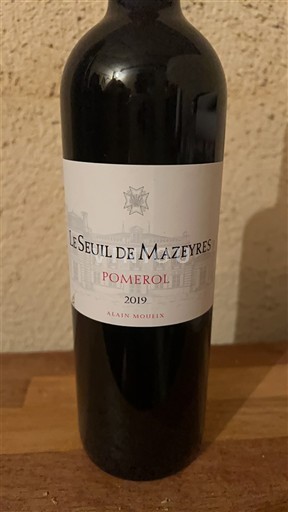 Bordeaux Pomerol Le Seuil de Mazeyres 2019