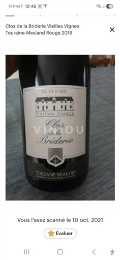 Thung lũng sông Loire Touraine-mesland Clos de la Briderie Vieilles Vignes 2016