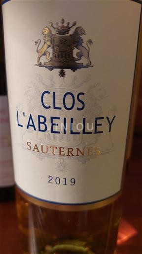 Bordeaux Sauternes Clos L'Abeilley 2019