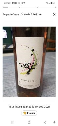 Jugozahod Côtes de Gascogne Bergerie Cassun Grain de Folie 2019