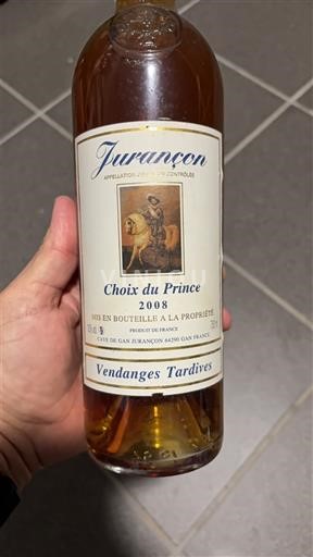 South West Jurançon Cave de Gan Jurançon Choix du Prince 2008