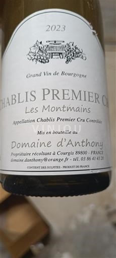 Burgundy Chablis Premier Cru Domaine Anthony Les Montmains 2023