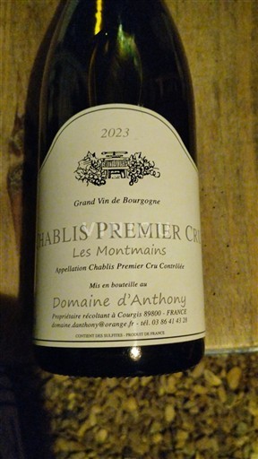 Burgund Chablis Premier Cru Domaine Anthony Les Montmains 2023
