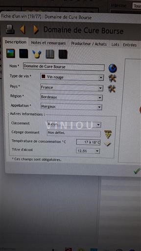 Bordeaux Margaux Domaine Cure Bourse 1999