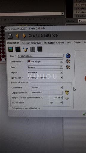 Bordeaux Bordeaux Supérieur Cru la Gaillarde 2001