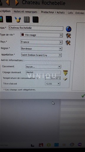 Bordeaux Saint-Émilion Grand Cru Grand Cru Château Rochebelle 1998