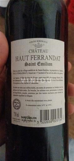 Bordeaux Saint-Émilion Château Haut Ferrandat 2004