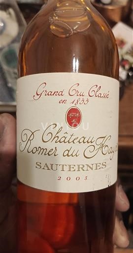 Bordeaux Sauternes Château Romer du Hayot 2003