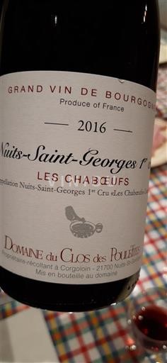 Bourgogne Nuits-saint-georges Premier Cru Domaine Clos des Poulettes Les Chabœufs 2016