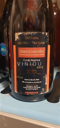 Loire-dalen Ikke specificeret Domaine Haut Pressoir Prestige 2015