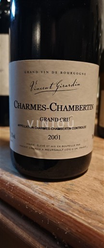 Bourgogne Charmes-chambertin Grand Cru Vincent Girardin 2001