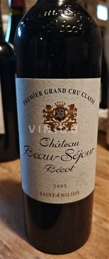 Bordeaux Saint-Émilion Premier Grand Cru Classé Château Beau-Séjour Bécot 2005