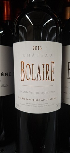 Bordeaux Bordeaux Supérieur Château Bolaire 2016