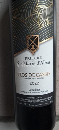 Languedoc Corbières Prieuré Ste. Marie Albas Clos de Cassis 2022