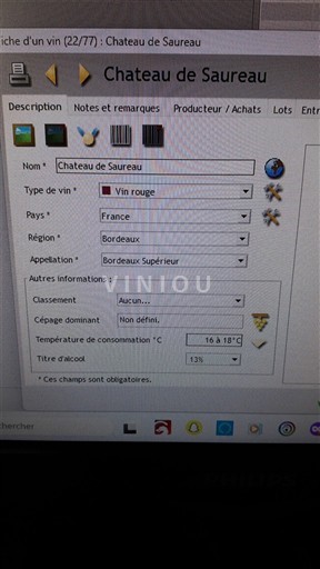 Bordeaux Bordeaux Supérieur Château Saureau 1996