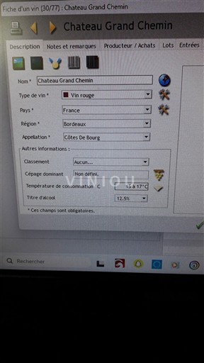Burdeos Côtes-de-bourg Château Grand Chemin 1997