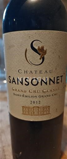 Bordeaux Saint-Émilion Grand Cru Grand Cru Château Sansonnet 2012